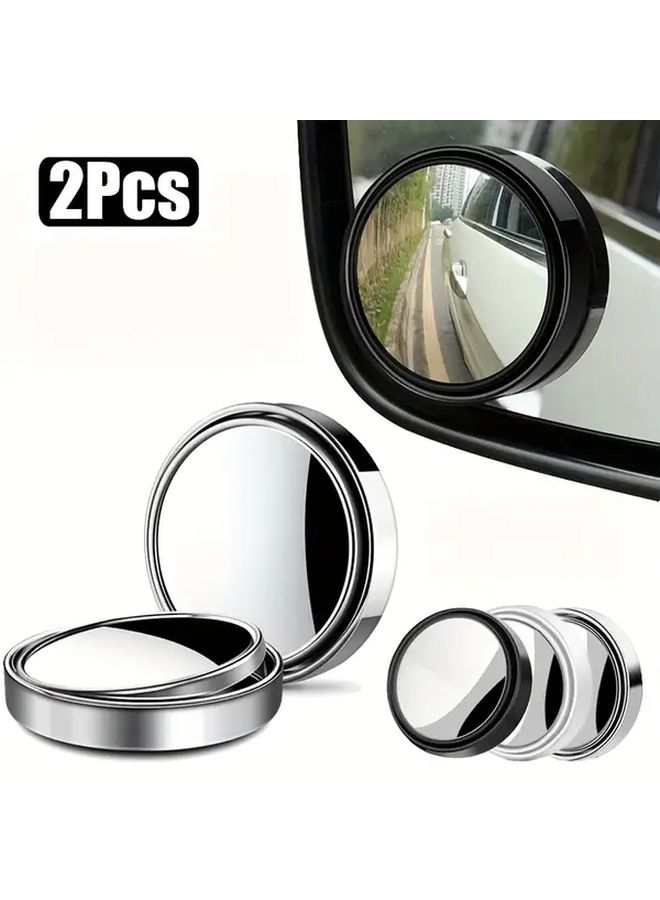 Black 2pcs 360 Degree Adjustable Car Blind Spot Mirrors For Enhanced Safety - Image 1