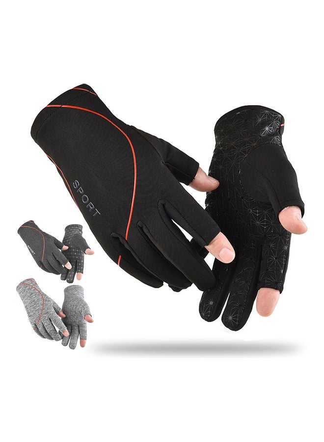 Generic Unisex Soft Anti-slip Elastic Open Fingers Writing Gloves Outdoor Skiing Mitten 0.045kg - Image 2