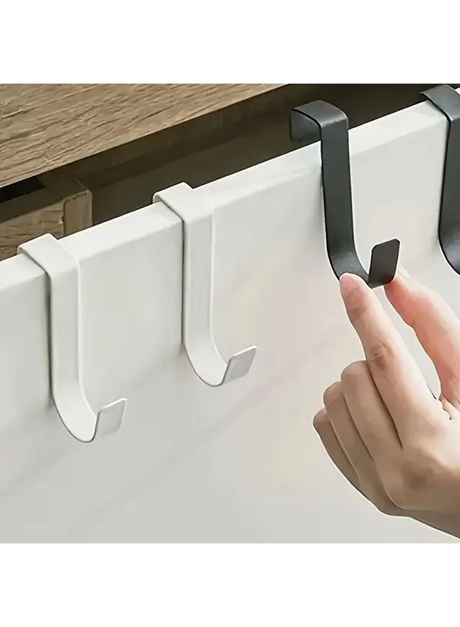 Black Plastic Hooks 4pcs For Kitchen Cabinet Door Hangers Room Suspension Racks - Image 3
