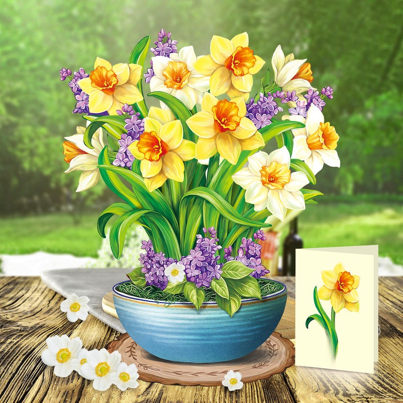 Airpark Pop Up Flower Cards, 3D Paper Flowers Bouquet Birthday Card 12â€™â€˜ with Blank Note and Envelope, Get Well Greeting, Easter, Thank You, Anniverary, Wedding Gifts Cards for Women Mom Friends, Yellow Daffodils - Image 3