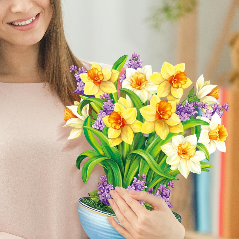 Airpark Pop Up Flower Cards, 3D Paper Flowers Bouquet Birthday Card 12â€™â€˜ with Blank Note and Envelope, Get Well Greeting, Easter, Thank You, Anniverary, Wedding Gifts Cards for Women Mom Friends, Yellow Daffodils - Image 4