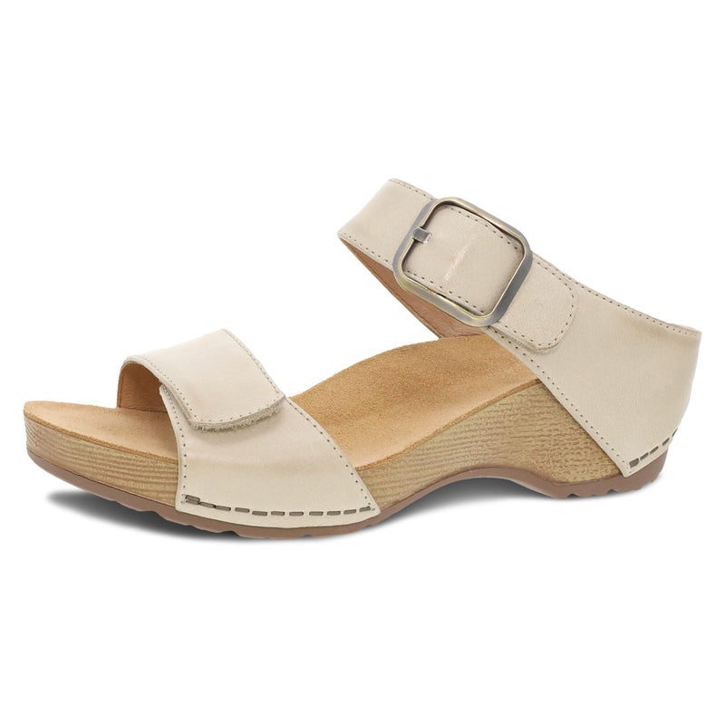 Dansko Tanya SlipOn Wedge Sandal for Women Cushioned Contoured Footbed for AllDay Comfort and Support Hook Loop Strap with Buckle Detail Lightweight Rubber Outsole Linen 859 M US