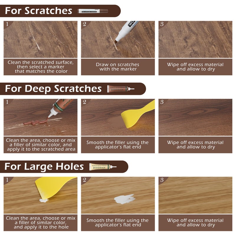 Oriflame Wood Furniture Repair Kit: 12-Color Filler and 8-Color Markers - Wood Touch Up for Scratches/Cracks/Holes/Stains in Floors/Table/Cabinets(Hardwood/Laminate) - Image 2