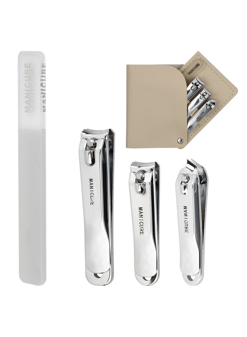4 Pcs Nail Clipper Set, Carbon Steel Nail Trimmers for Fingernails and Toenails, Includes Large, Small, and Oblique Clippers with Nail File and Storage
