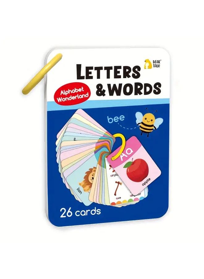 26 A Z Letters Words Flashcards Set Double Sided Educational Cards For Kids Learning ABCs - Image 1