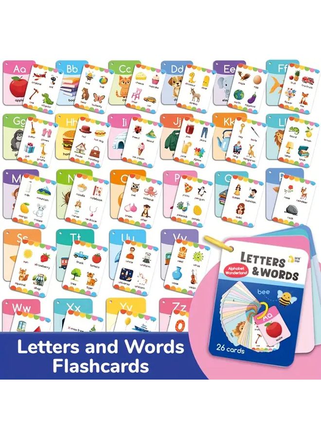 26 A Z Letters Words Flashcards Set Double Sided Educational Cards For Kids Learning ABCs - Image 3