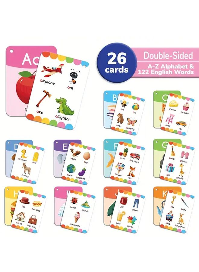 26 A Z Letters Words Flashcards Set Double Sided Educational Cards For Kids Learning ABCs - Image 5