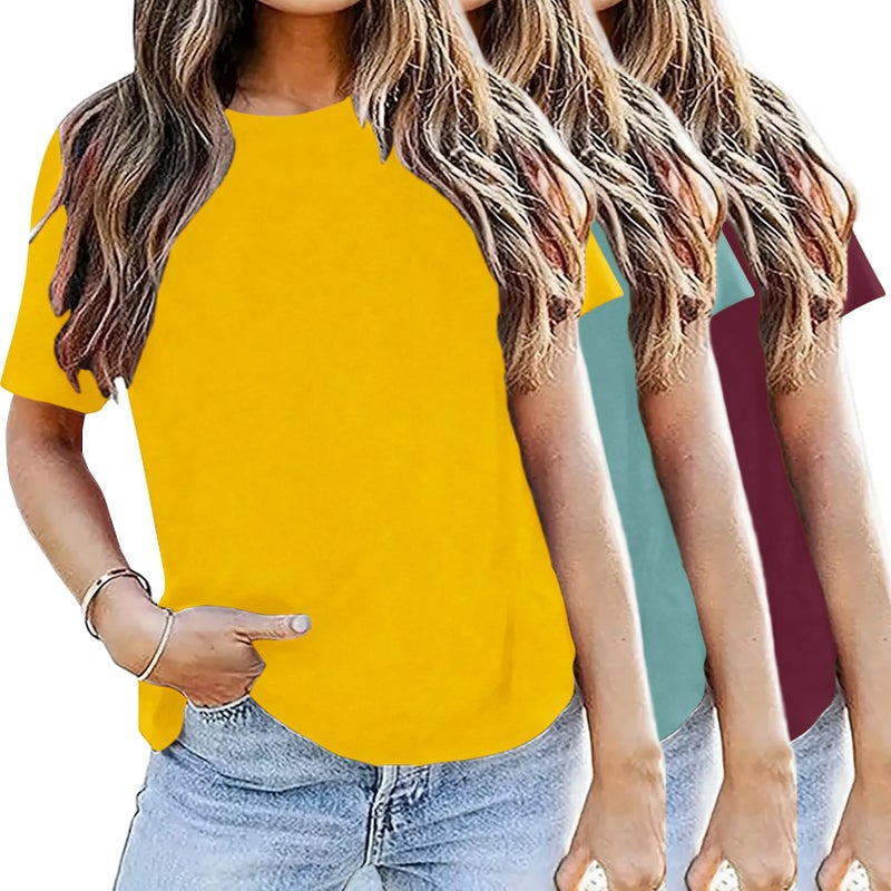 LOOKFACE 3 Pack Womens Basic T Shirts Summer Tops 2026 Short Sleeve Tees Comfy Casual Vacation Clothes - Image 2
