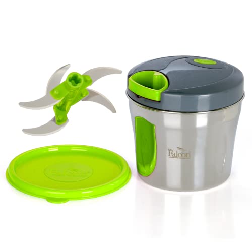 PddFalcon Food Grade Stainless Steel Handy and Compact Vegetable Chopper with 5 Blades and 6 Flow Breakers, with BIS Certified, Jindal Seal & Made in India (900ml, Green) - Image 1