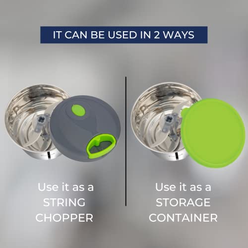 PddFalcon Food Grade Stainless Steel Handy and Compact Vegetable Chopper with 5 Blades and 6 Flow Breakers, with BIS Certified, Jindal Seal & Made in India (900ml, Green) - Image 3