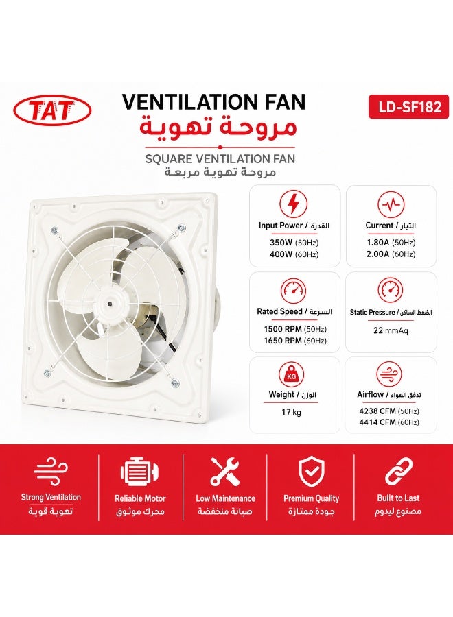 Tat Iron Exhaust Fan 62 × 62 cm frame, 4414 CFM, 220-240 V - Image 5
