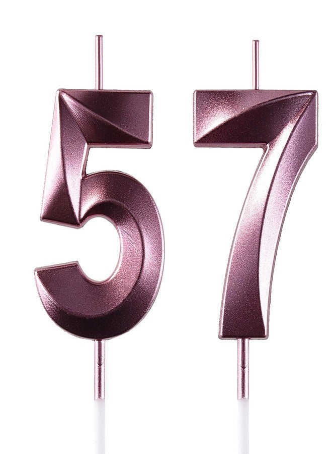 AOOLADA 57 & 75 Birthday Candle, 57th & 75th Cake Candles, Number 57 & 75 Birthday Candles for Cake Topper Decoration, Purple - Image 1