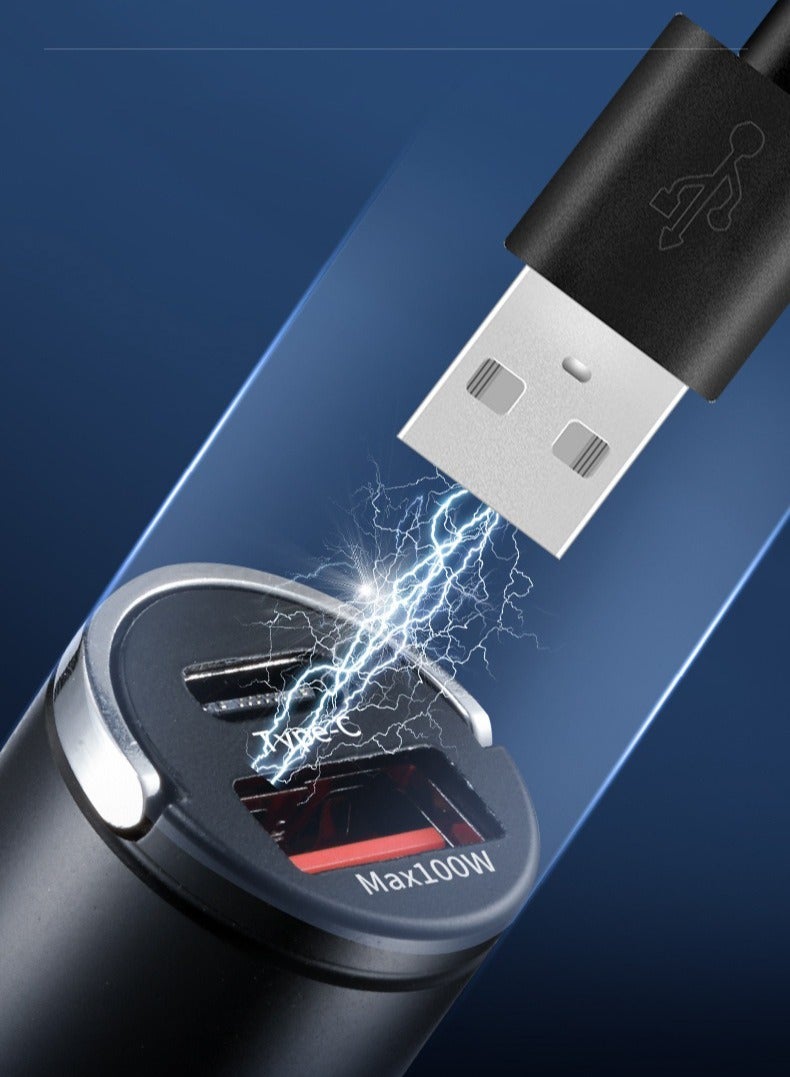 100W Fast Car Charger Dual USB Ports Fast Car Power Adapter PD30W iPhone 15 Car Charger Fast Charging USB Plug for Samsung, iPhone, iPad Pro/Air, Huawei, Oneplus, Xiaomi, etc black color - Image 3