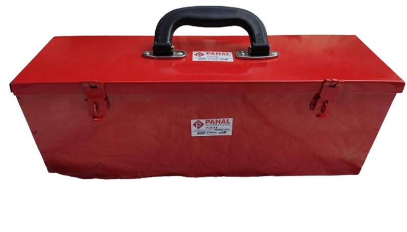 PAHAL Metal Tool Box 16 x 5 x 5.5 Inch, Heavy Duty Steel Tool Storage Box for Mechanic, Electrician & Home Use (Red, Portable, Empty) - Image 1