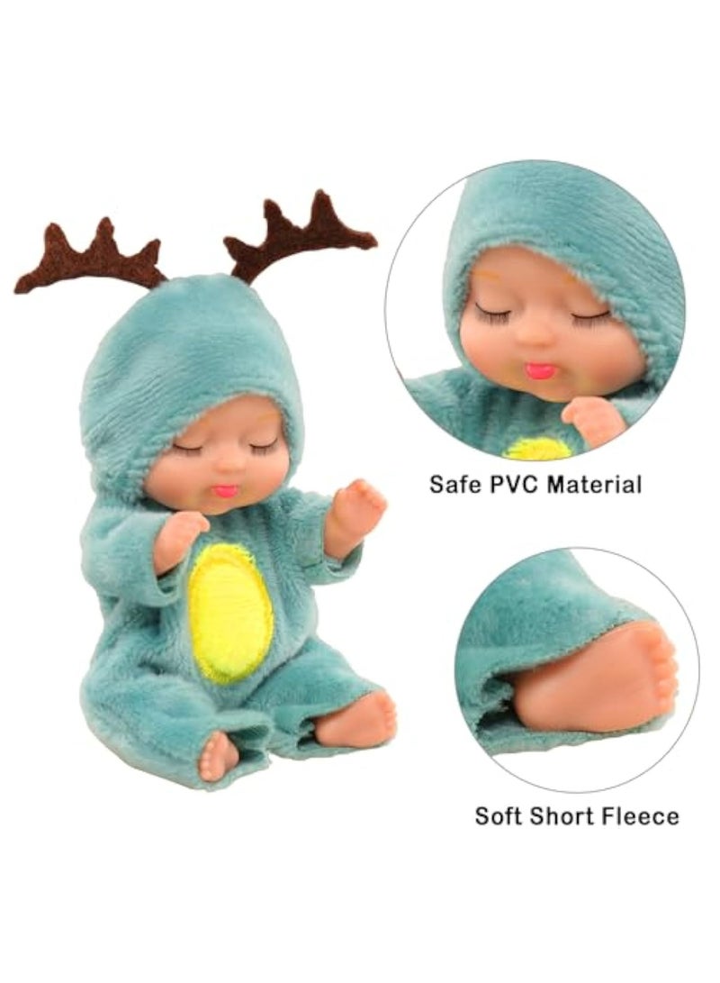 KASTWAVE 6 Pcs Mini Baby Dolls, Mini Doll Set, Tiny Reborn Baby Dolls, Baby Miniature Sleeping Dolls, Washable PVC Material, Realistic Movable Baby Doll, Doll Toys for Toddlers - Image 4