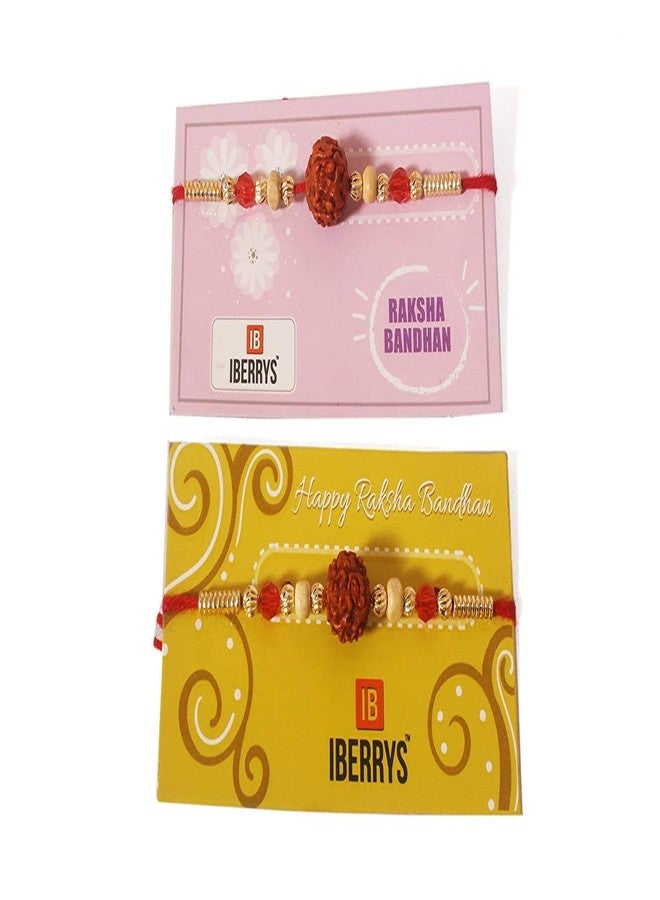 iberry's Rakhi Gift Pack with Set of 2 Rudraksh Rakhi, Greeting Card and Roli Chawal for Brother| rakhi for brother with Branded Packaging - Image 4