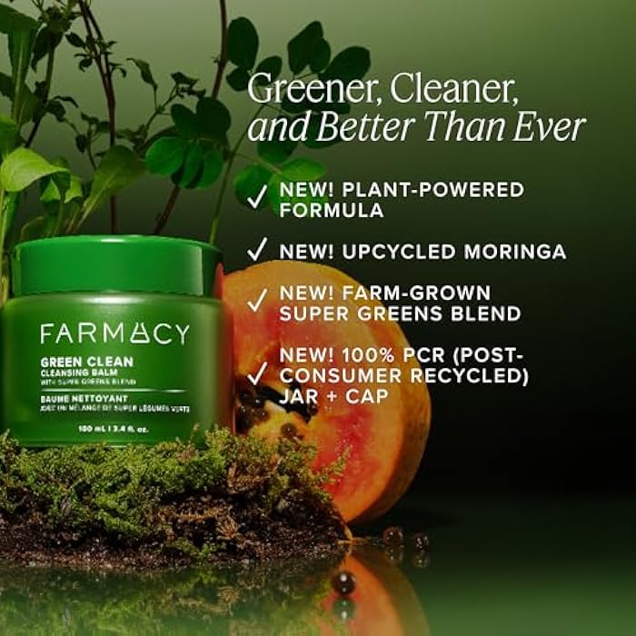 Farmacy Makeup Remover Cleansing Balm - Green Clean Waterproof Makeup Remover Balm + Oil Cleanser for Face - Gently Removes Make Up + SPF while Hydrating Skin (100 ml) - Image 3