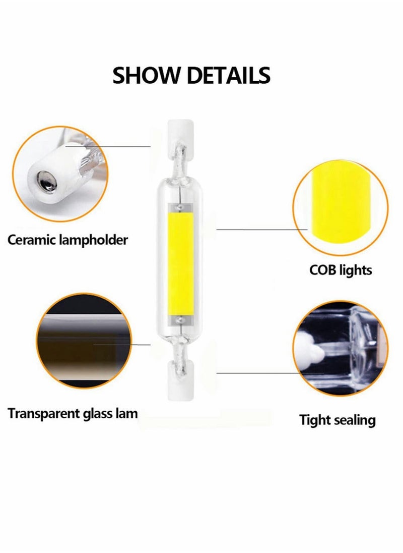 R7S LED Bulb Halogen Equivalent 78mm J-Type Base 6000K Cool White J Type T3 Double Ended Flood Light Bulbs 360°Beam Angle Landscape Lights, of 3 Pack