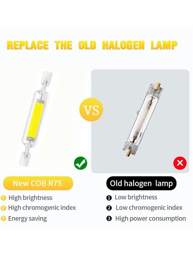 R7S LED Bulb Halogen Equivalent 78mm J-Type Base 6000K Cool White J Type T3 Double Ended Flood Light Bulbs 360°Beam Angle Landscape Lights, of 3 Pack