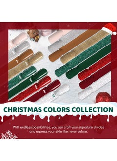 Aokitec Dip Powder Nail Kit Advent Calendar 2024 - 8 Colors Dip Powder Glitter Green Red Silver Gold With Dip Liquid Set Base/Activator/Top Gel For French Manicure Home Diy Christmas/New Year Gift  - Image 2