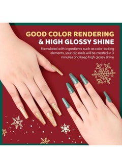 Aokitec Dip Powder Nail Kit Advent Calendar 2024 - 8 Colors Dip Powder Glitter Green Red Silver Gold With Dip Liquid Set Base/Activator/Top Gel For French Manicure Home Diy Christmas/New Year Gift  - Image 3