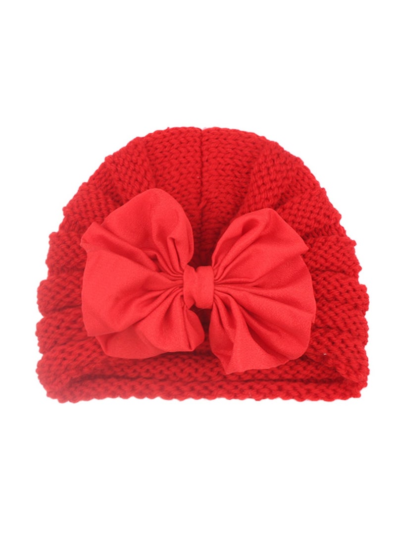 Generic Baby Knitting Big Bow Hats Winter Warm Toddler Turban Infant Beanie Cap, Red 