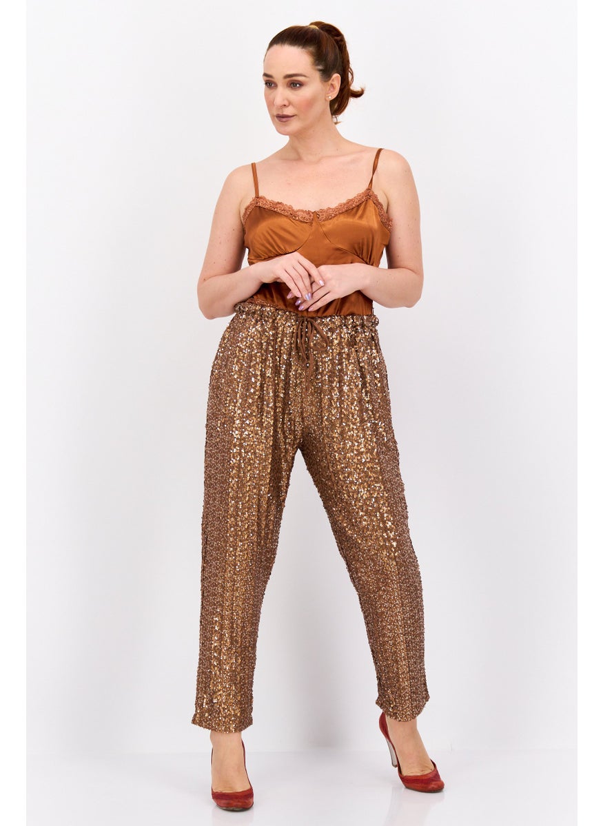 Women Regular Fit Sequin Straight Pants, Rust Brown - pzsku/ZF8499047E5649ABD6389Z/45/_/1737642954/dc254ed2-6640-45e6-bfc3-8441f310ecdd