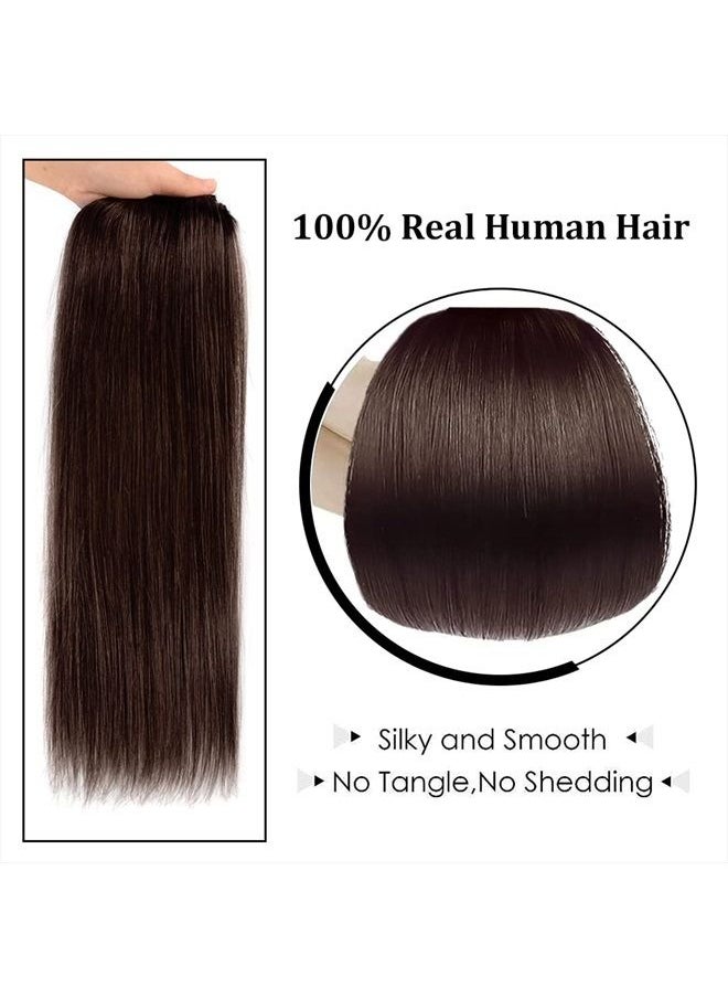 Winsky - 12" Clip in Hair Extensions Remy Human Hair for Women - Silky Straight Human Hair Clip in Extensions 50grams 4pieces Dark Brown #2 Color - Image 1