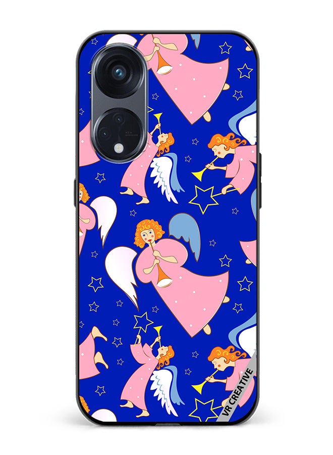VR CREATIVE Protective Case Cover For Oppo Reno8 T 5G Christmas Angels With Flutes Design Multicolour - Image 1