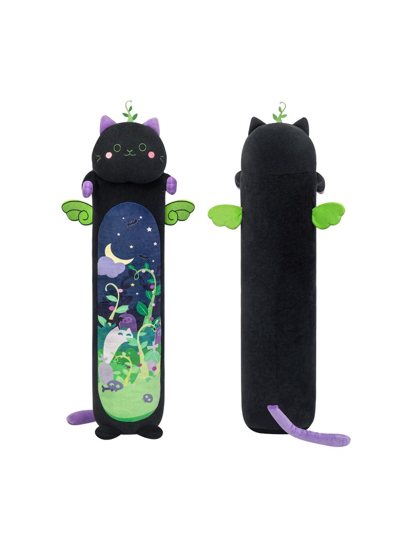 Y&D 20in Long Devil Mint Cat Plush Pillows Black Stuffed Animals Squishy Sleeping Hugging Pillow Soft Toys for Kids  - Image 1