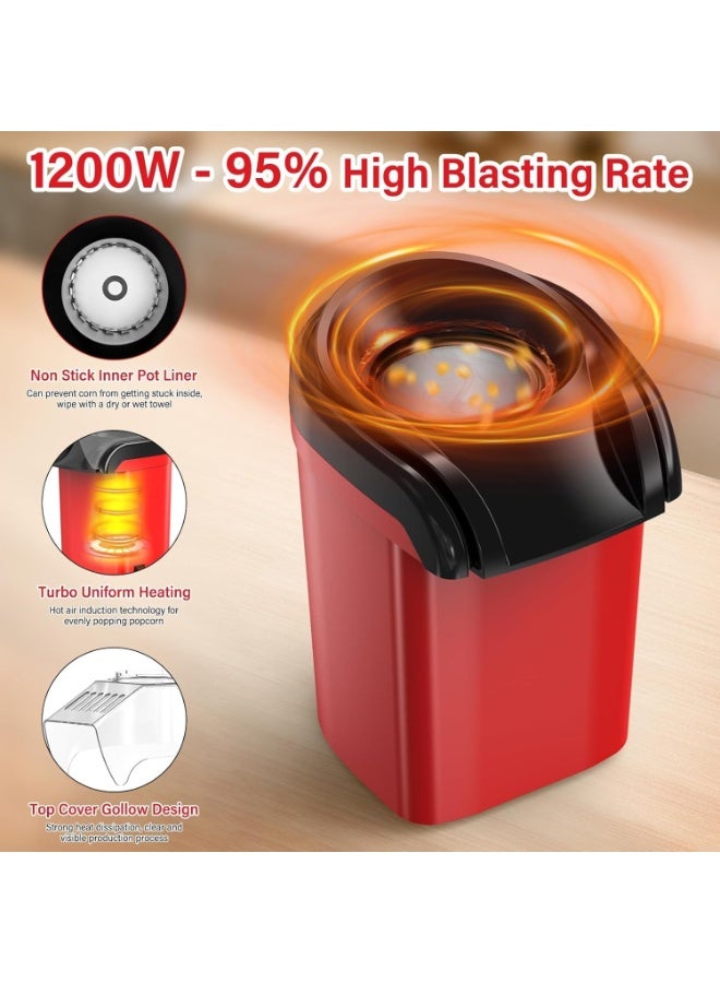 Hot Air Popcorn Machine 1200W – Healthy Popcorn Ready in 3 Minutes, No Oil, Touch of a Button Operation, Easy to Clean, Perfect for Family Gatherings & Movie Watching - Image 4