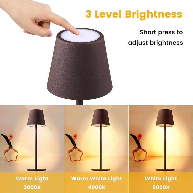 NIYANTA LED Cordless Rechargeable Table lamp Cozy Warm 3 Color Stepless Dimming Up Output USB Charging Portable Night Lamp with Touch Sensor Bedside Lamp for Living Room Black - Image 3