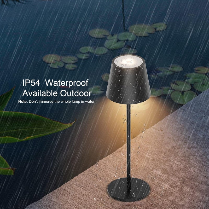 NIYANTA LED Cordless Rechargeable Table lamp Cozy Warm 3 Color Stepless Dimming Up Output USB Charging Portable Night Lamp with Touch Sensor Bedside Lamp for Living Room Black - Image 4