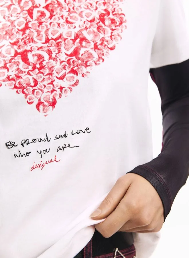 Desigual White Short-Sleeve Heart T-Shirt for Women | Best Price UAE