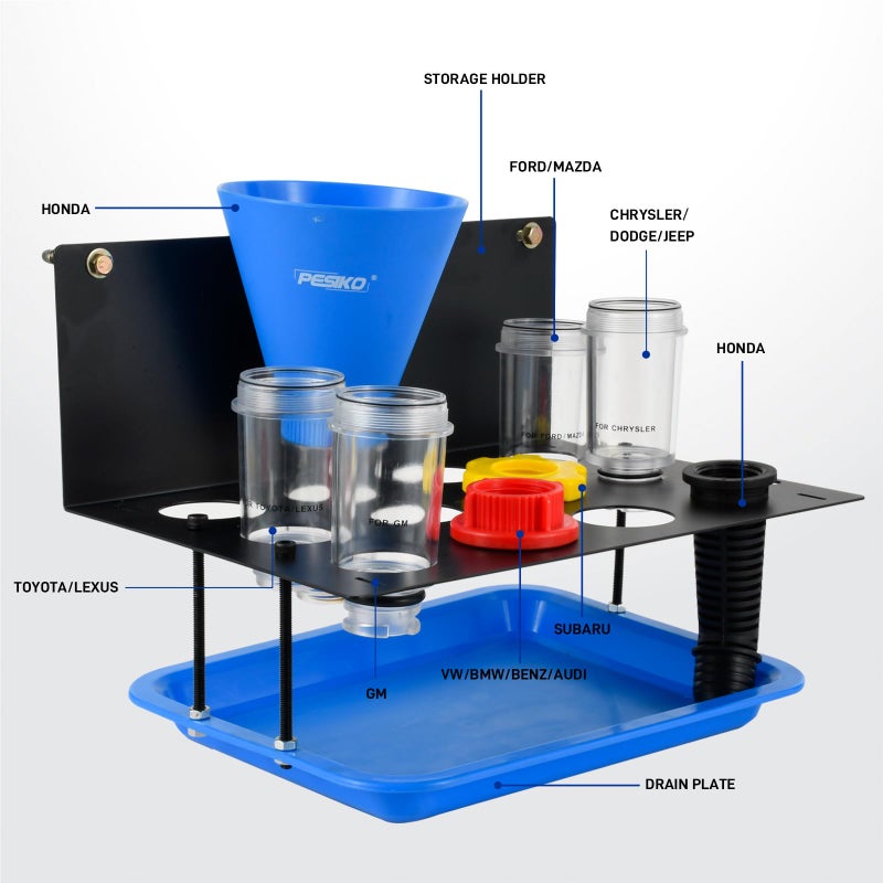 Pesiko Engine Oil Funnel Kit  No Spill Oil Change Funnel Kity With A Fixed Metal Storage Shelf Compatible With Toyota  Gm  Honda  Subaru  Ford  Jeep And European  Etc - Image 5