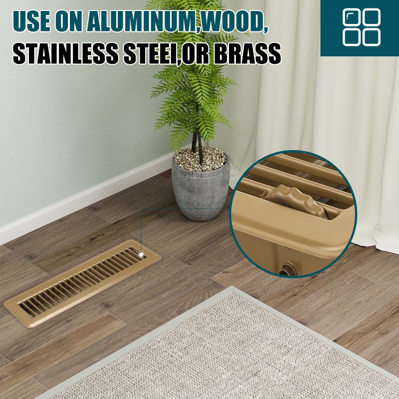 VOISEN Floor Register 2x12 4 Pack Floor تنفيس يغطي الصلب قابل للتعديل إمدادات الهواء مصبغة تسجيل غطاء تنفيس الشواية للجدار الجانبي وأغطية تنفيس الأرضية للأرضية المنزلية باللون البني - Image 5