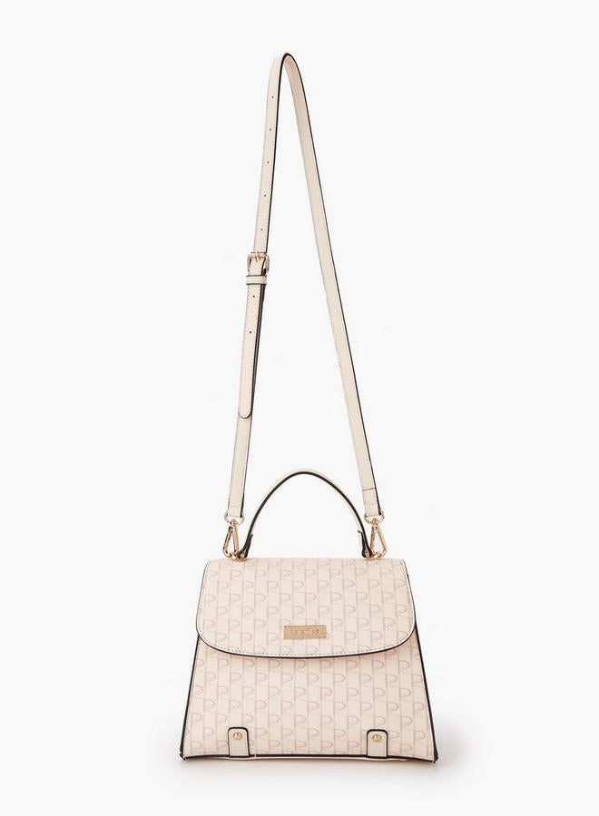 حقيبة ساتشِل بطبعة شعار بحزام إغلاق بزر