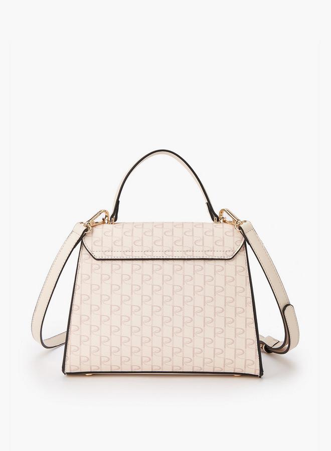 حقيبة ساتشِل بطبعة شعار بحزام إغلاق بزر