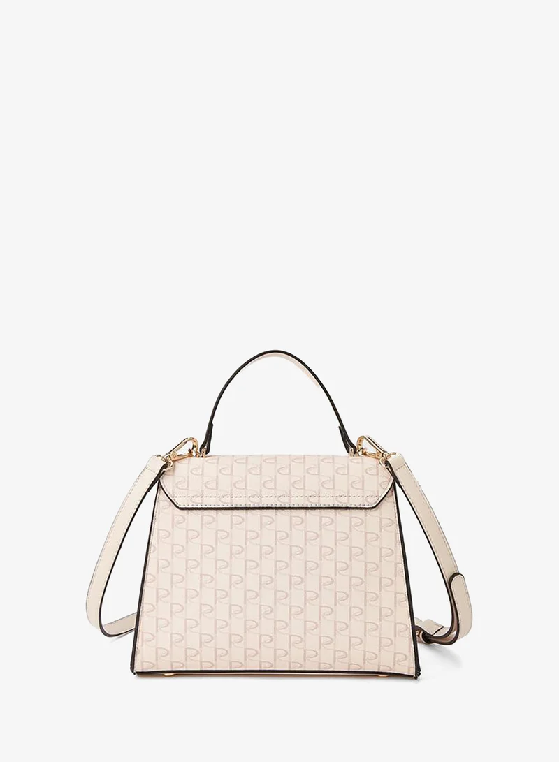 Paprika PINK Monogram Print Satchel Bag with Button Closure for Women | Best Price UAE