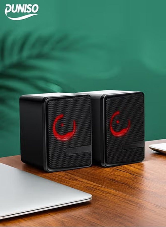 DUNISO Desktop Computer Speaker，LED Subwoofer Deep Bass Gaming Speakers，USB Powered PC Speakers，Simple and Sophisticated，Clear Volume without Turbidity，Adapts to Multiple Scenes - Image 1