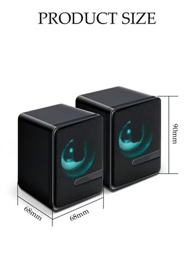 DUNISO Desktop Computer Speaker，LED Subwoofer Deep Bass Gaming Speakers，USB Powered PC Speakers，Simple and Sophisticated，Clear Volume without Turbidity，Adapts to Multiple Scenes - Image 2
