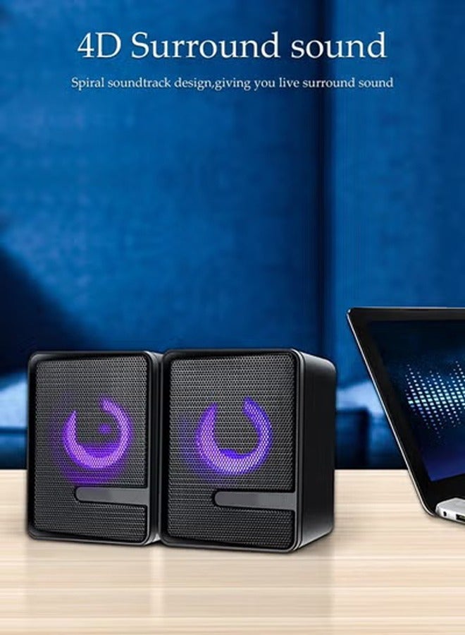 DUNISO Desktop Computer Speaker，LED Subwoofer Deep Bass Gaming Speakers，USB Powered PC Speakers，Simple and Sophisticated，Clear Volume without Turbidity，Adapts to Multiple Scenes - Image 4