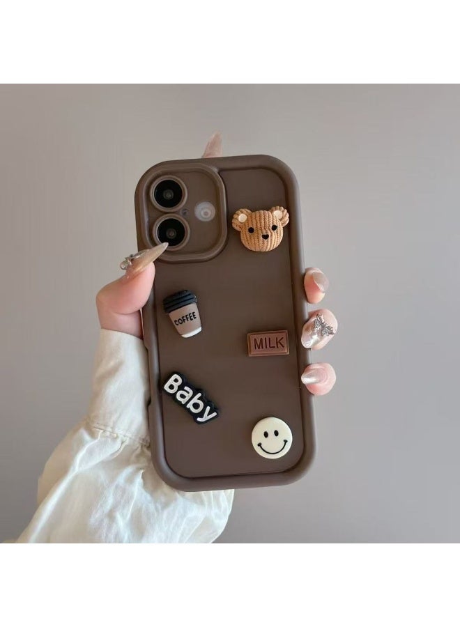 Case for iPhone 16 plus Case,Coffee Bear 3D Cartoon Pattern Phone Case