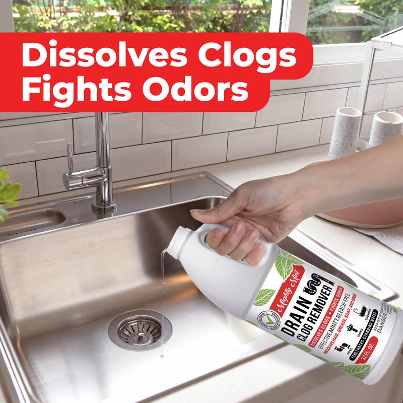 Mighty Mint مزيل انسداد المصارف من نعناع مايتي، آمن للأنابيب والصرف الصحي، يذوب الشعر والشحوم، Clears Blocked Drains ويدهن، رائحة نعناع طبيعية، 32 أونصة - Image 3