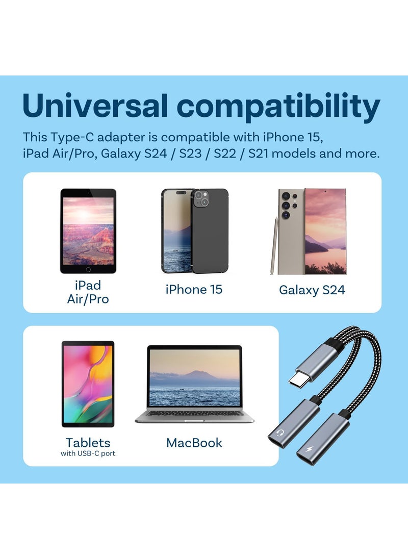 Mmobiel MMOBIEL USB C Splitter Headphone and Charger 2in1 USBC Adapter 60W Fast Charging and 16Bit Audio  Mic and Headset Support  Compatible with iPhone 16 15 iPad ProAir Galaxy S25S21  - Image 5