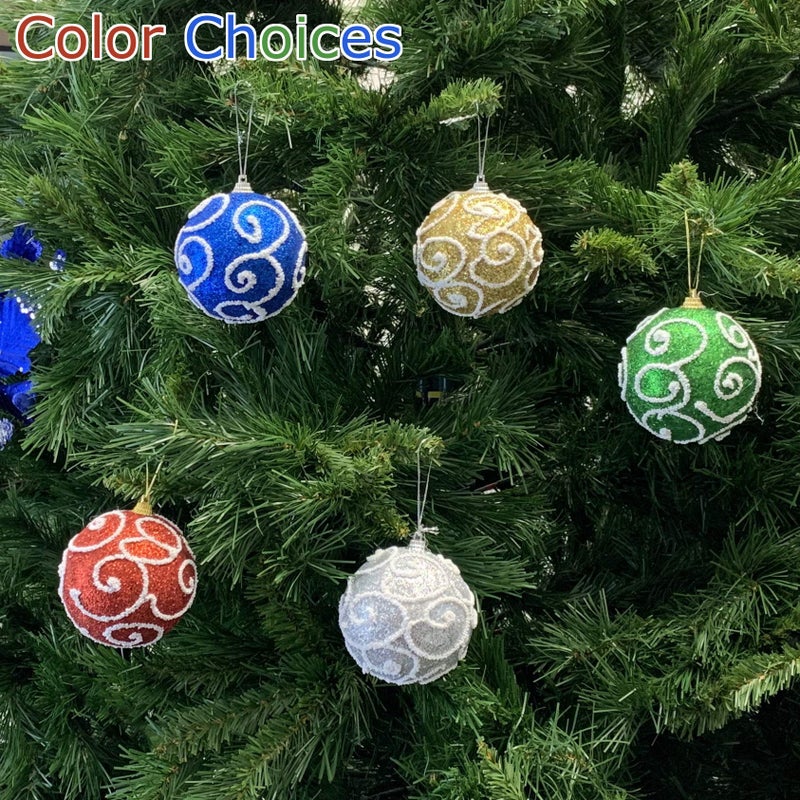 allgala allgala 12 Pack 3 Inch Christmas Tree Ornament Balls-Glitter Decorated Foam Large Xmas Ball-Red  - Image 4