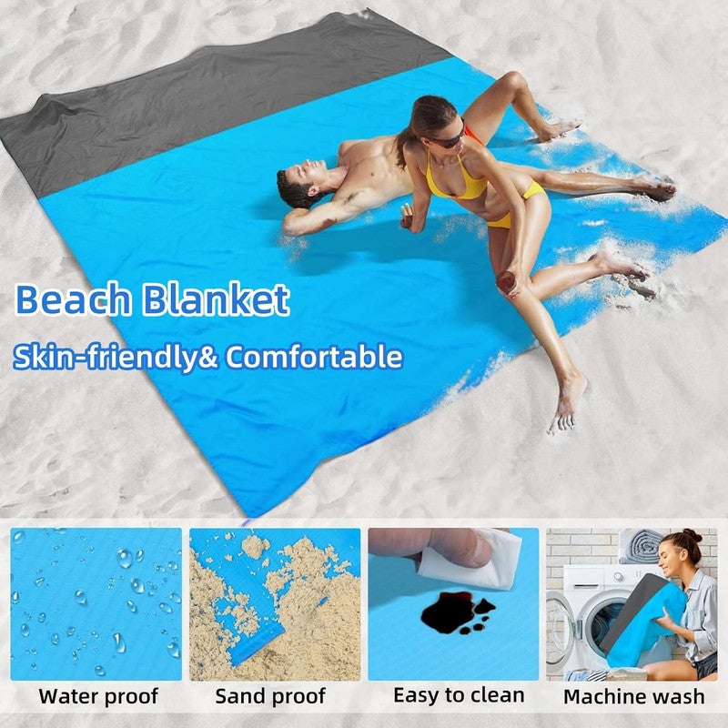 DEXO خيمة شمسية للشاطئ - 7x7 قدم مع حماية من الأشعة فوق البنفسجية UPF 50+، أكياس رملية، أعمدة ألمنيوم وحقيبة حمل - ملجأ خفيف الوزن ومستقر ضد الرياح للشاطئ، التخييم والرحلات الخارجية - Image 4