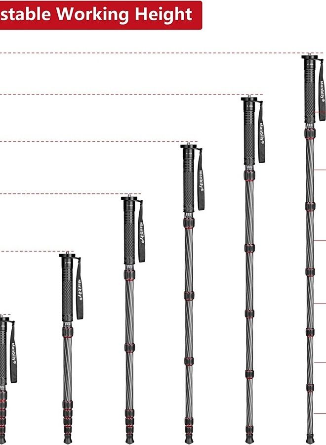 Manbily Camera Monopod Carbon Fiber Portable Compact Lightweight Travel Monopod with Carrying Bag Walking Stick Handle,for DSLR Canon Nikon Sony Video Camcorder (Black&Red) - Image 2