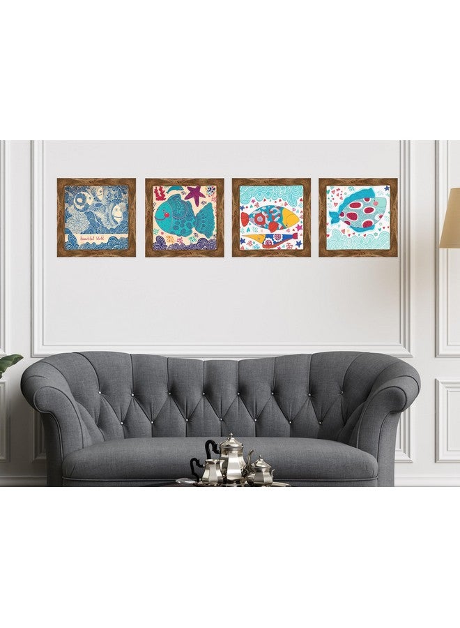 Indianara Decorative Fish Wall Art Frames, 24.13 x 24.13 cm, Set of 4, Multicolour (6522 WNT) - Image 3