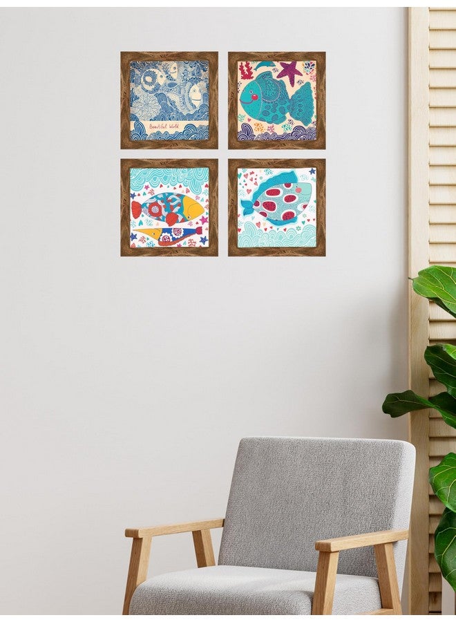 Indianara Decorative Fish Wall Art Frames, 24.13 x 24.13 cm, Set of 4, Multicolour (6522 WNT) - Image 4